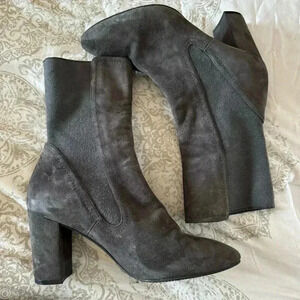 Stuart Weitzman Figer 80 Boots in Slate Suede Gray Size 8.5